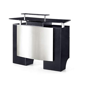 DERMALOGIC Glasglow I Reception Desk with Glass Top, Black 50" L x 19" W