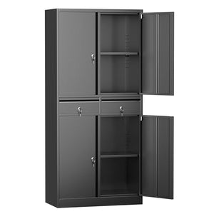 GLADIW Metal Storage Cabinet with 2 Drawers and 2 Adjustable Shelves