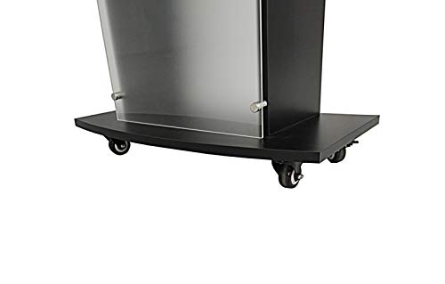 FixtureDisplays Acrylic Church Podium Pulpit with Black Wood Shelf and Cup Holder on Wheels