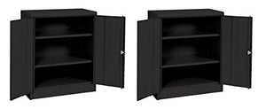 Sandusky Lee RTA7001-09 Black Steel SnapIt Counter Height Cabinet, 2 Adjustable Shelves, 42"Height x 36" Width x 18" Depth (Pack of 2)