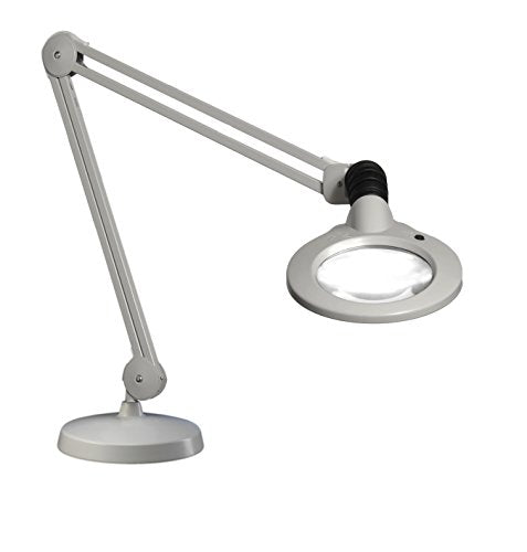 Luxo 18255LG KFM LED Illuminated Magnifier, 30" Arm, 5 Diopter, Weighted Base, Light Gray
