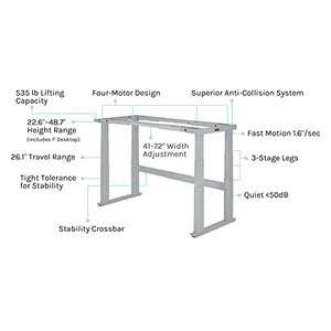 UPLIFTDESK Bamboo Curve Electric Standing Desk V2-Commercial (Black) 72x30 - 4-Leg Adjustable Stand Up Desk