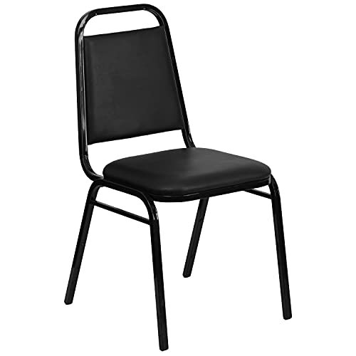 Flash Furniture 4 Pack HERCULES Series Stacking Banquet Chair - Black Vinyl/Black Frame