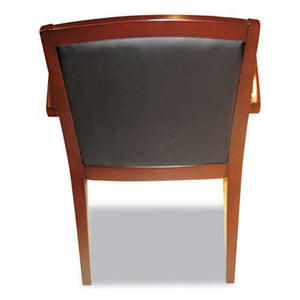 Alera ALERL5219M Reception Lounge 500 Series Arch Solid Wood Chair, Mahogany/Black Leather