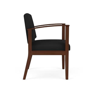 Lesro Amherst Wood Reception Guest Chair in Walnut/Castillo Black