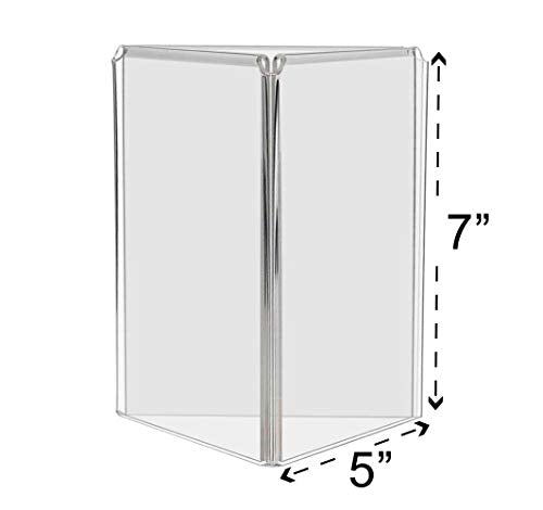 Marketing Holders 3 Sided Table Tent Ad Frame Literature Menu Display Stand 5"w x 7"h Pack of 40