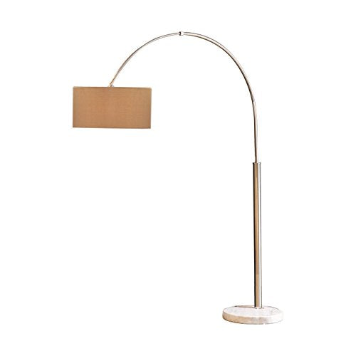 INK+IVY FPF21-0365 Manhattan Arc Floor Lamp-Modern Luxe Accent Furniture Décor Living Room Metal Post with Hanging Light Uplight, Round Shades,Marble Base, 77" Tall, Silver