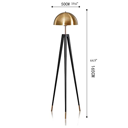 GaRcan Modern Industrial Standing Floor Lamp Black and Gold Tripod - Living Room and Bedroom Lighting