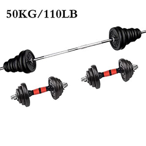 XINQITE 110 LBs Adjustable Dumbbells Barbell Weights Set with Bar, for Indoor Body Workout Fitness Beginners Friendly, Home Gym Lifting Dumbbells Strength Training Equipment (Black-110lbs)