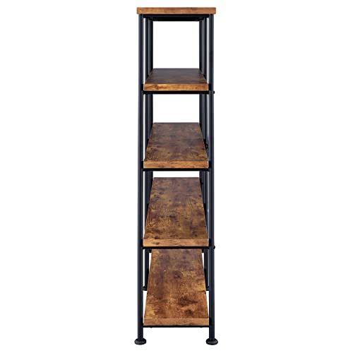 Coaster Home Furnishings Analiese Rustic Industrial 60" 4-Shelf Wood Double Bookcase - Brown Nutmeg