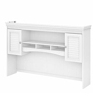 Pemberly Row 60W White and Gray Hutch for L Shaped Desk - Engineered Wood