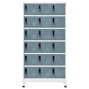 loibinfen Metal Locker Cabinet with 18 Lockers, Employees Storage School Hospital Gym, Light Gray/Dark Gray 35.4"x15.7"x70.9" Steel