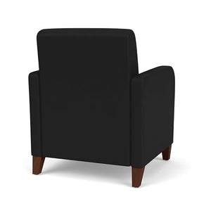 Lesro Siena Polyurethane Lounge Reception Guest Chair in Black/Walnut