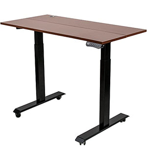 Electric Height Adjustable Standing Desk, 2-Stage Motor, 4 Memory Control Ergonomic Sit Stand Desk, 48 x 24 Inches Full Sit Stand Home Office Table with Desktop, Black Frame/Rustic Brown Split Top