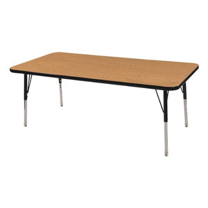 Norwood Commercial Furniture Adjustable-Height Rectangle Activity Table, 24" x 60", Oak/Black