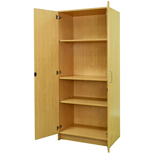 Tot Mate 30'' Wide 4 Compartment Teacher Storage Double-Door Tall Cabinet (Maple)