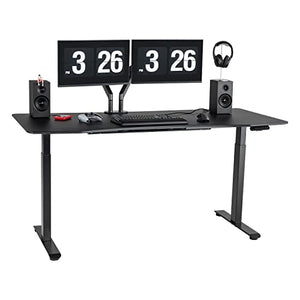 FinerCrafts Electric Standing Desk 71 x 32 Inches Dual-Motor Height Adjustable - Matte Black Desktop/Black Frame