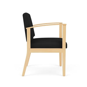 Lesro Amherst Wood Reception Guest Chair in Natural/Castillo Black