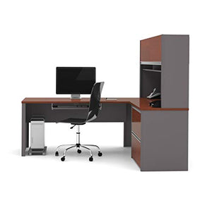 Bestar L-Shaped Desk with lateral File Cabinet and Hutch - Connexion