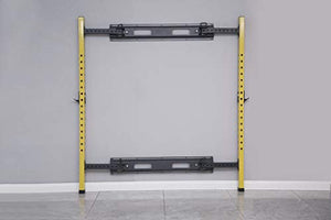 HulkFit Wall Mounted Power Cage with Adjustable Pullup Bar and Free J-Hooks - Yellow