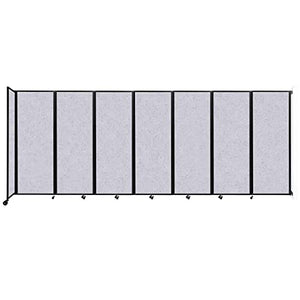 VERSARE Room Divider 360 Wall-Mounted Folding Partition | Locking Wheels | 19'6" x 7'6" Marble Gray SoundSorb Panels