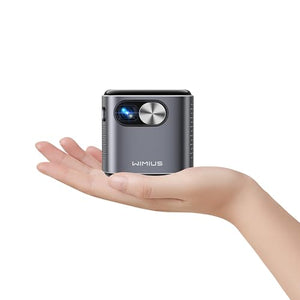 WiMiUS Mini Projector with Android TV, DLP, Rechargeable Battery, WiFi, Bluetooth, 360°Speaker, 1080P Support