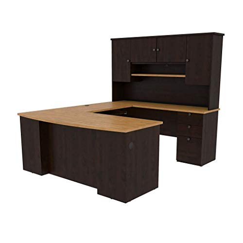 Bestar Manhattan U-Shaped Workstation, Secret Maple/Chocolate