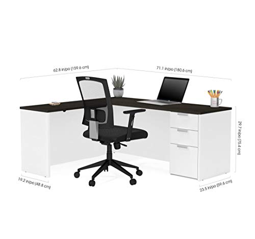 Bestar L-Shaped Desk with Pedestal - Pro-Concept Plus