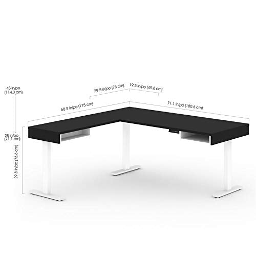 Pemberly Row 72" L-Shaped Standing Desk with Storage Set of 2 Black