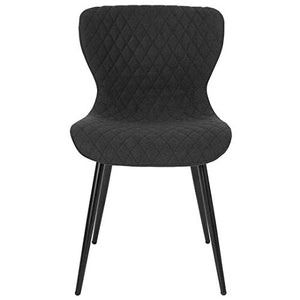 Contemporary Accent Side Chair Commercial Grade Material Durable Fabric Upholstered Powder Coated Frame Finish with Diamond Quilted Pattern Design Office Home Furniture - Set of 4 Black #2144