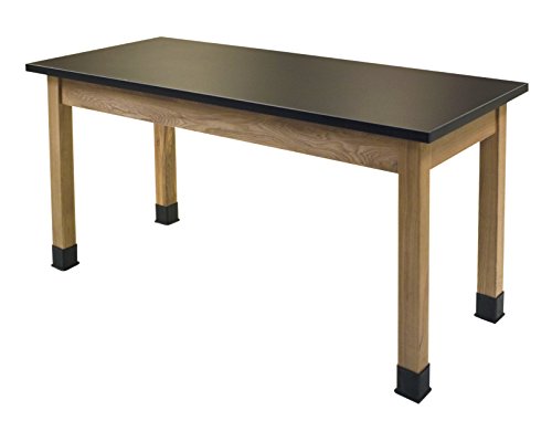 National Public Seating SLT3060 Chem-Res Top Science Lab Table, Plain Front, No Book Boxes, 30'' Height, 30'' Width, 60'' Length, Black/Oak