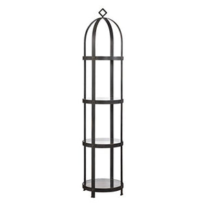 My Swanky Home Industrial Iron Straps Cloche Etagere | Modern Metal Round Tall Shelf Shelves