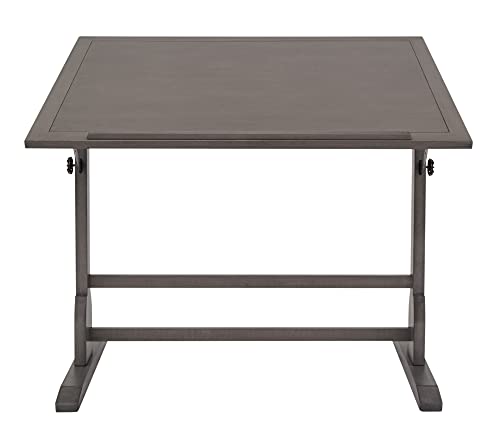 Offex Classic Design Vintage Solid Wood Drawing/Drafting Table with 42" x 30" Angle Adjustable Top and 24" Pencil Ledge - Slate Gray