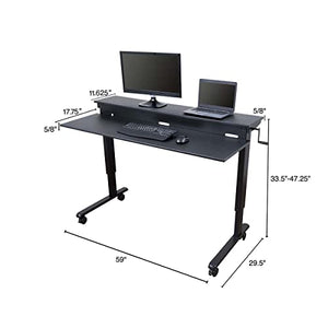 S Stand Up Desk Store Crank Adjustable Two Tier Standing Desk (Black Frame/Black Top, 60" Wide)