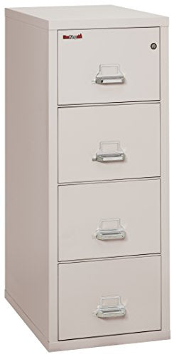 FireKing Fireproof Vertical File Cabinet (4 Letter Sized Drawers, Impact & Water Resistant) - 52.75" H x 17.75" W x 31.56" D, Platinum
