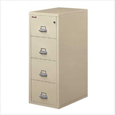 FireKing Fireproof 4-Drawer Vertical Legal File Cabinet - Tan Finish, Manipulation-Proof Comb. Lock