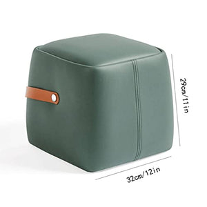 KOHARA Modern Fabric Footstool with Carry Hand Strap - Green