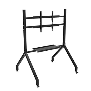 WDJBPSH Black Rolling TV Cart with AV Storage Rack, 60-80 inch TV Mount Stand