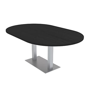 SKUTCHI DESIGNS INC. Racetrack Conference Table | Square Metal Base | Harmony Series | 6 Person | Black Cypress