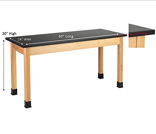Learniture 24" W x 60" L Science Lab Table with Chemical Resistant Top, Black