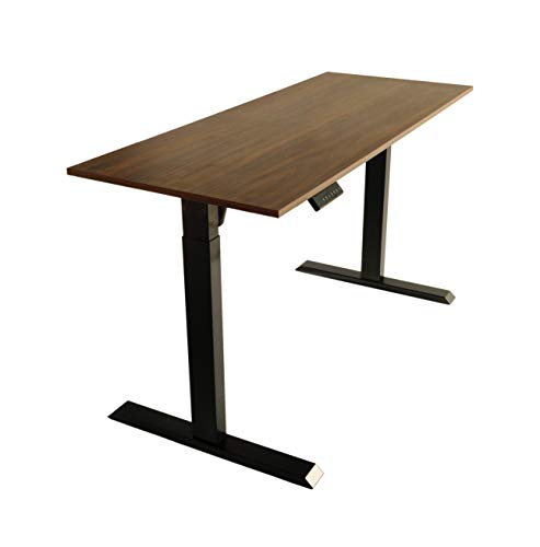 TechOrbits Electric Standing Desk Frame 60 x 24 Inch Tabletop - Motorized Workstation Two Leg Stand Up Desk with Memory Settings and Telescopic Sit Stand Height Adjustment (Black Frame/Wood Top)