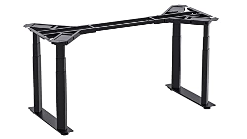 VWINDESK VJ401 Electric Height Adjustable Standing Corner Desk Frame - Four Motors, Memory Keypad (Black)