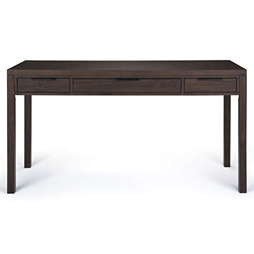 SIMPLIHOME Hollander SOLID WOOD Contemporary Modern 60 inch Wide Home Office Desk, Writing Table, Workstation, Study Table Furniture in Warm Walnut Brown with 2 Drawerss
