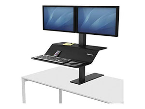 Fellowes Lotus VE sit-Stand Workstation - Desk Mount for 2 LCD Displays/Keyboard/Mouse - Black