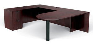 Offices To Go U Shaped Desk with Drawers and Bridge/Credenza - American Mahogany - 71" W x 36" D x 29 1/2" H