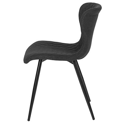 Contemporary Accent Side Chair Commercial Grade Material Durable Fabric Upholstered Powder Coated Frame Finish with Diamond Quilted Pattern Design Office Home Furniture - Set of 4 Black #2144