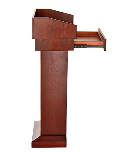 AdirOffice Church Pulpit, Wooden Podium - Mahogany, Height 37.5" with Spacious Drawer
