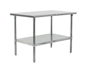 John Boos Stallion ST6-3672GSK Stainless Steel Flat Top Work Table with Adjustable Glavanized Lower Shelf and Legs, 72" Length x 36" Width
