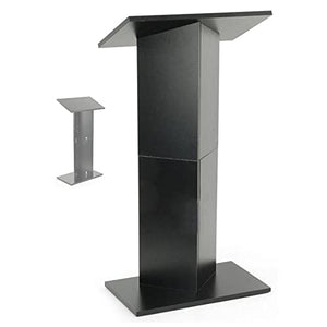 None Lectern Podium Stand, Portable Wooden Reception Desk, Black