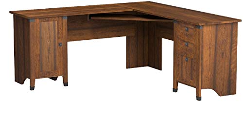 Sauder 416969 Carson Forge Corner Computer Desk, L: 66.14" x W: 66.14" x H: 29.88", Washington Cherry finish